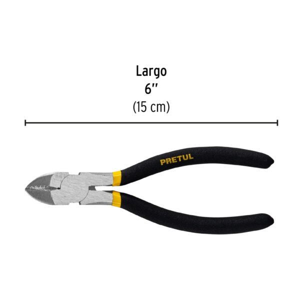 Pinza de corte diagonal 6" mango de PVC, PRETUL