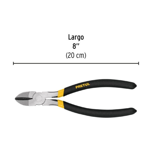 Pinza de corte diagonal 8" mango de PVC, PRETUL