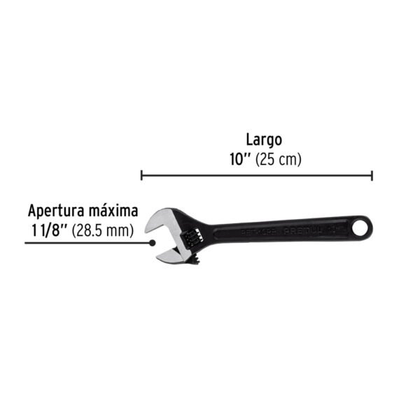 Llave ajustable (perico) 10" pavonada, PRETUL