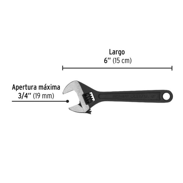 Llave ajustable (perico) 6" pavonada, PRETUL