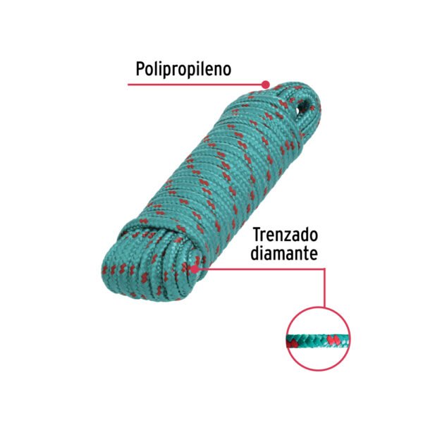 Piola de polipropileno trenzada de 8mm x 15m en madeja