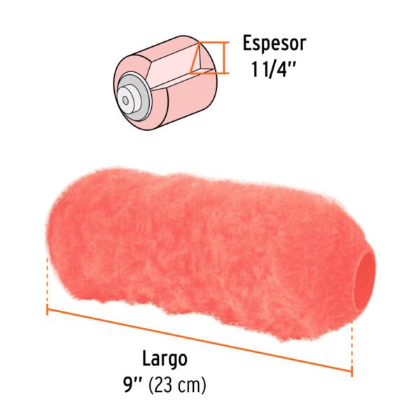 Felpa para rodillo 9x1-1/4" superficies extra rugosas,TRUPER