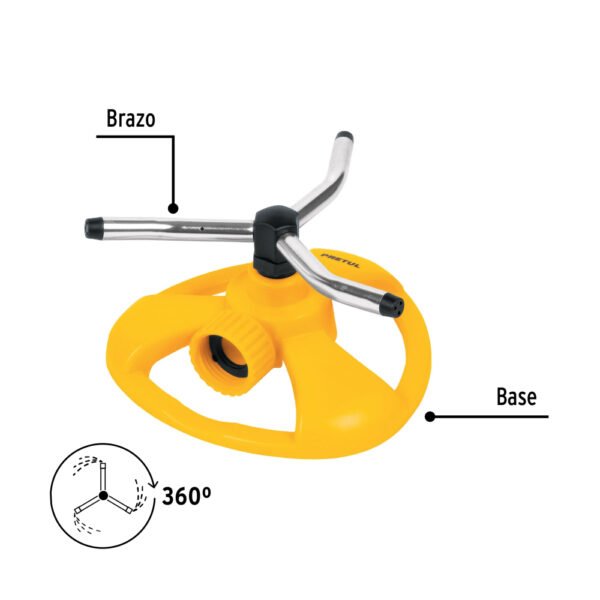 Aspersor giratorio de 3 brazos con base plástica, PRETUL