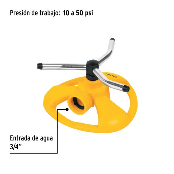 Aspersor giratorio de 3 brazos con base plástica, PRETUL