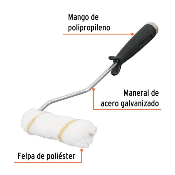 Mini rodillo para pintar 4" x 3/8" de poliéster, TRUPER
