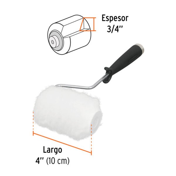 Mini rodillo para pintar 4" x 3/4" de poliéster, TRUPER