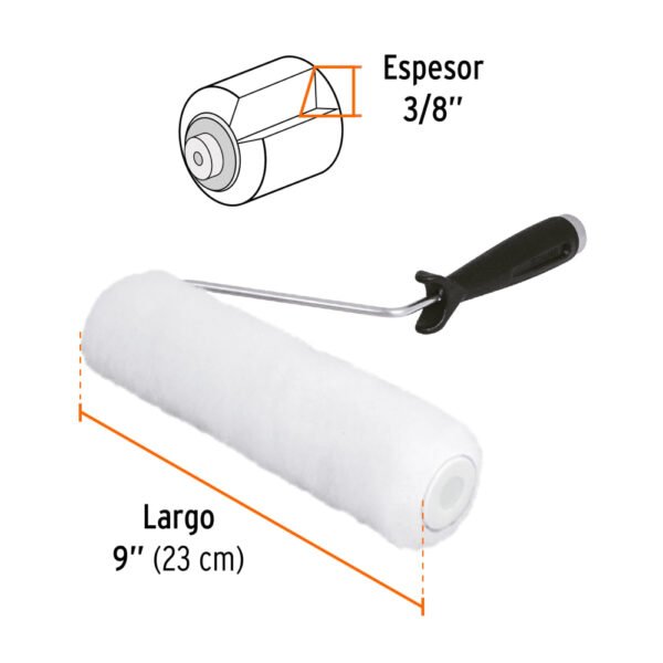 Rodillo para pintar 9 x 3/8" superficies lisas, TRUPER