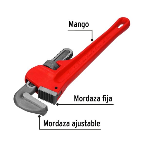 Llave stilson 10" cuerpo de hierro maleable, PRETUL