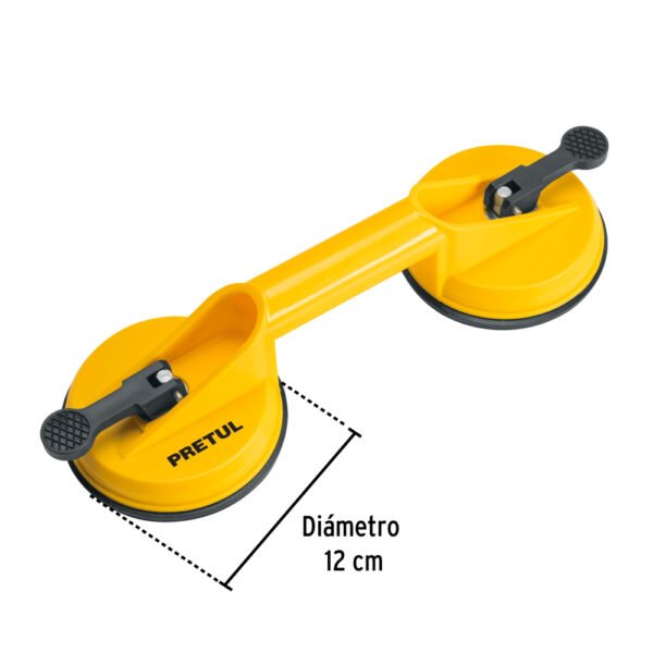 Ventosa de plástico para vidrio, 2 copas de succión, PRETUL