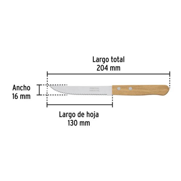 Cuchillo con sierra para asado 5" mango de madera, PRETUL