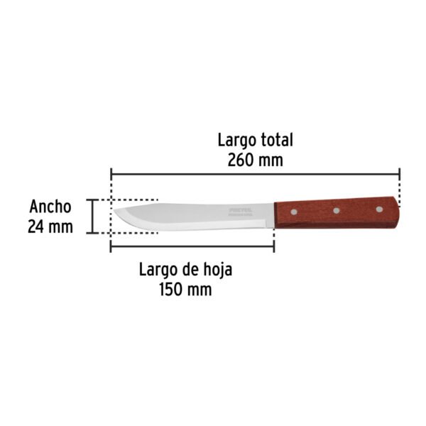 Cuchillo cebollero 6" mango de madera, PRETUL