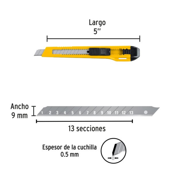 Cutter 9 mm plástico, PRETUL