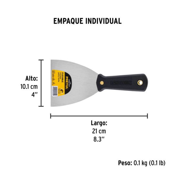Espátula flexible 4" con mango de plástico, PRETUL
