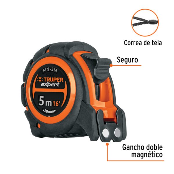 FIN-5M+FC1 Flexómetro industrial contra impactos 5 m cinta 19 mm