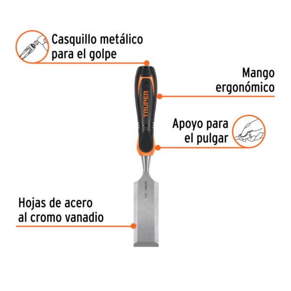 FT-1-1-2+FC1 Formón 1-1/2" mango Comfort Grip, TRUPER