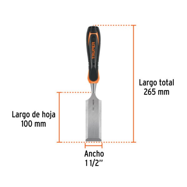 FT-1-1-2+FC2 Formón 1-1/2" mango Comfort Grip, TRUPER