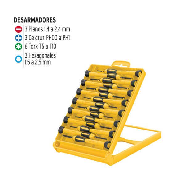 Juego con 15 desarmadores de precisión, PRETUL