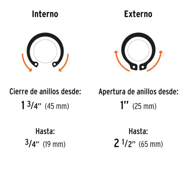 Pinza para anillos de retención 6" 4 cabezas intercambiables