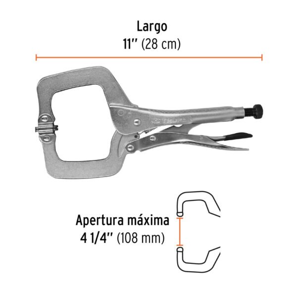 Pinza de presión 11" tipo "C" con mordaza autoajustable