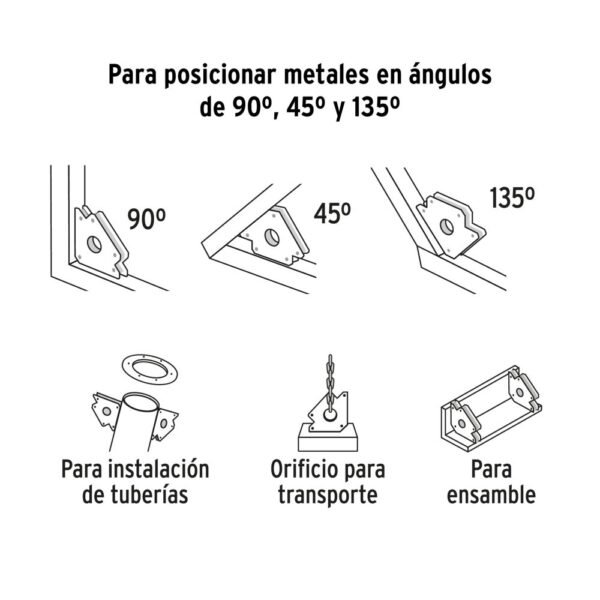 Escuadra magnética para soldar de 3", carga 10 kg, PRETUL