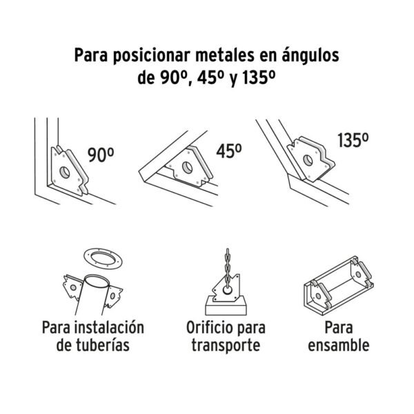 Escuadra magnética para soldar de 4", carga 20 kg, PRETUL