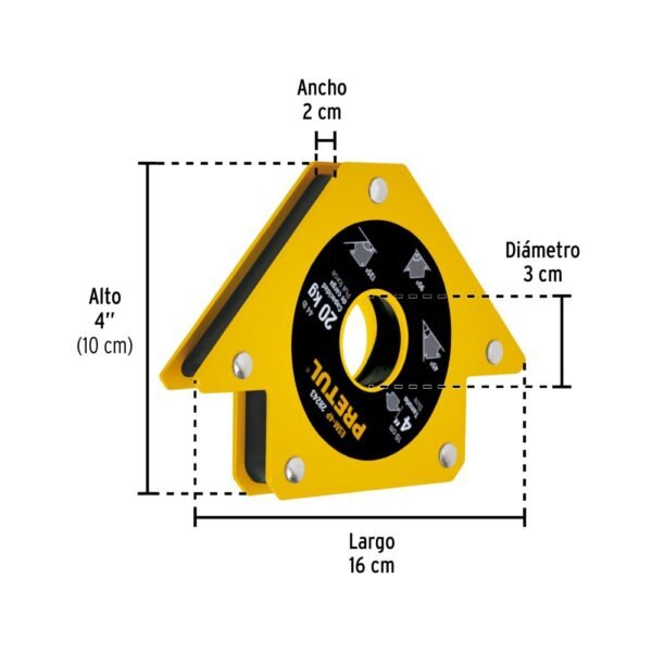 Escuadra magnética para soldar de 4", carga 20 kg, PRETUL